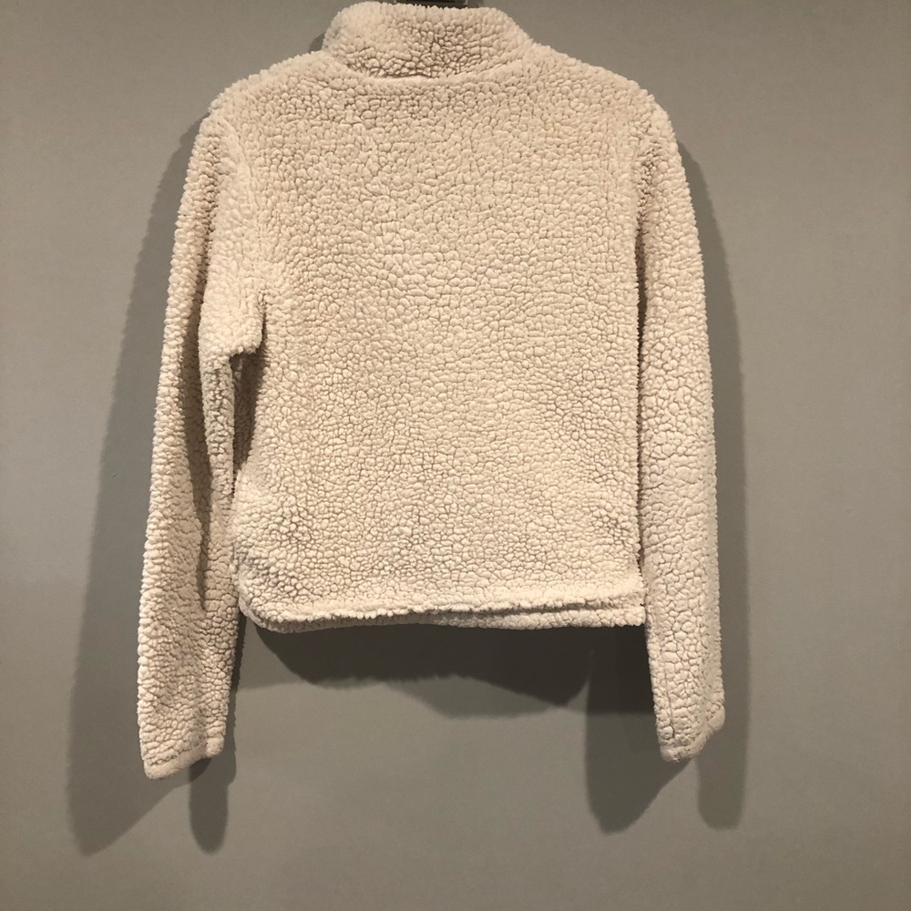 💜Hollister Women's Size Medium Ivory Half Zip Sherpa Sweater Pullover - Picture 2 of 3